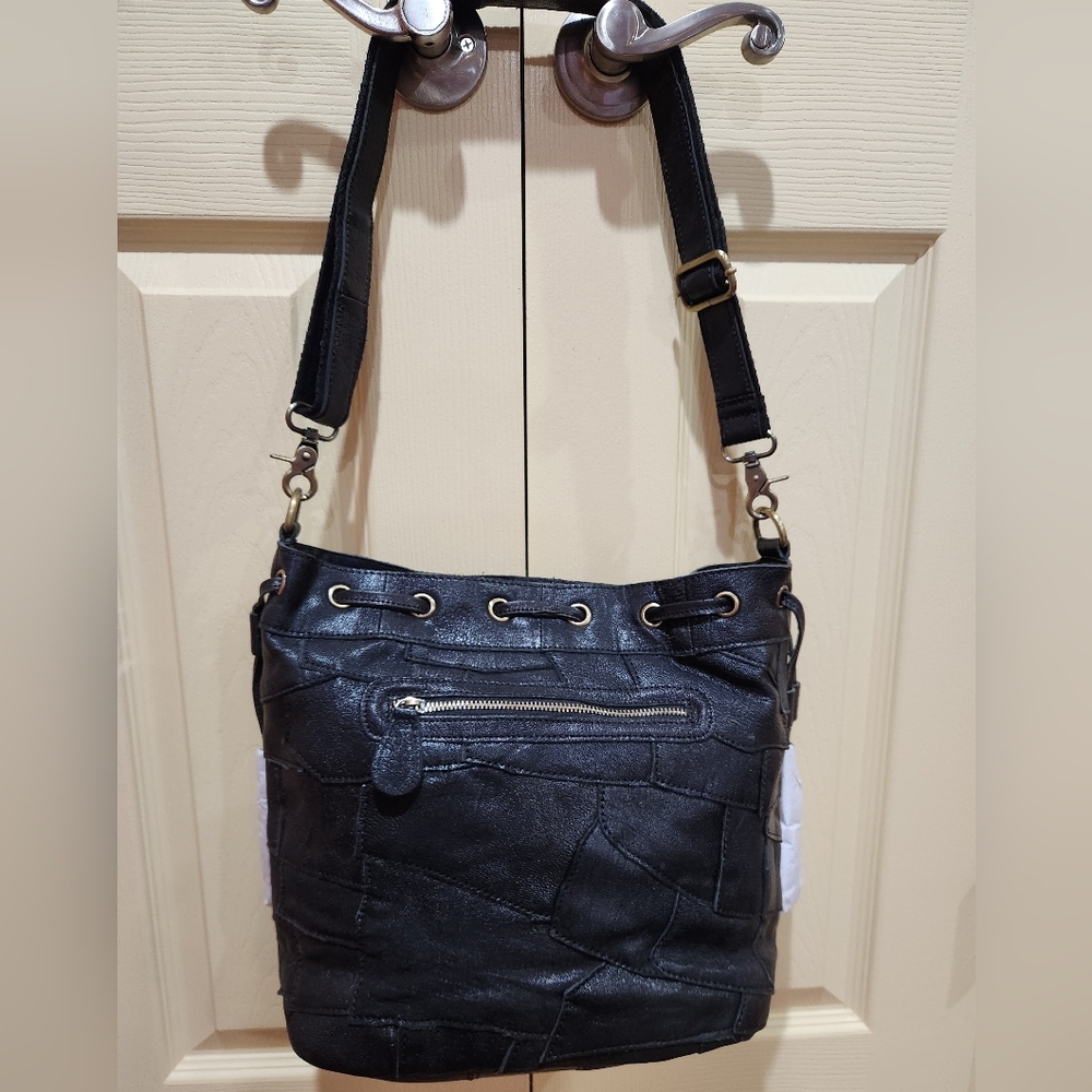 Amerileather Black Leather Shoulder Bag, NWT - Picture 5 of 12